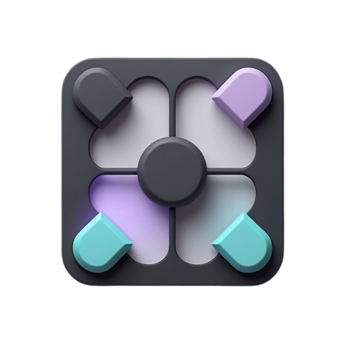 A square black silicone mold or tray with four recessed sections and four small raised tabs in black, lavender, and mint green, shown on a plain white background.